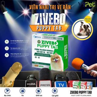 Hộp 1 Viên nhai vị thịt cho chó trị ve, bọ chét, ghẻ, nấm da ký sinh trùng ZIVEBO PUPPY TAB VbPharma