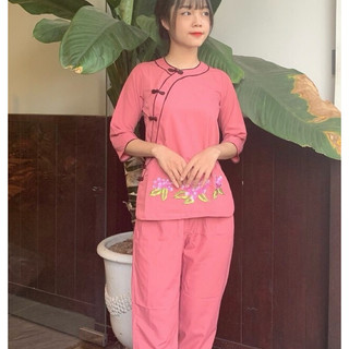 Đồ Lam Đi Chùa # Hai Viền Nhỏ # Đồ Bộ Nữ # Quần Áo