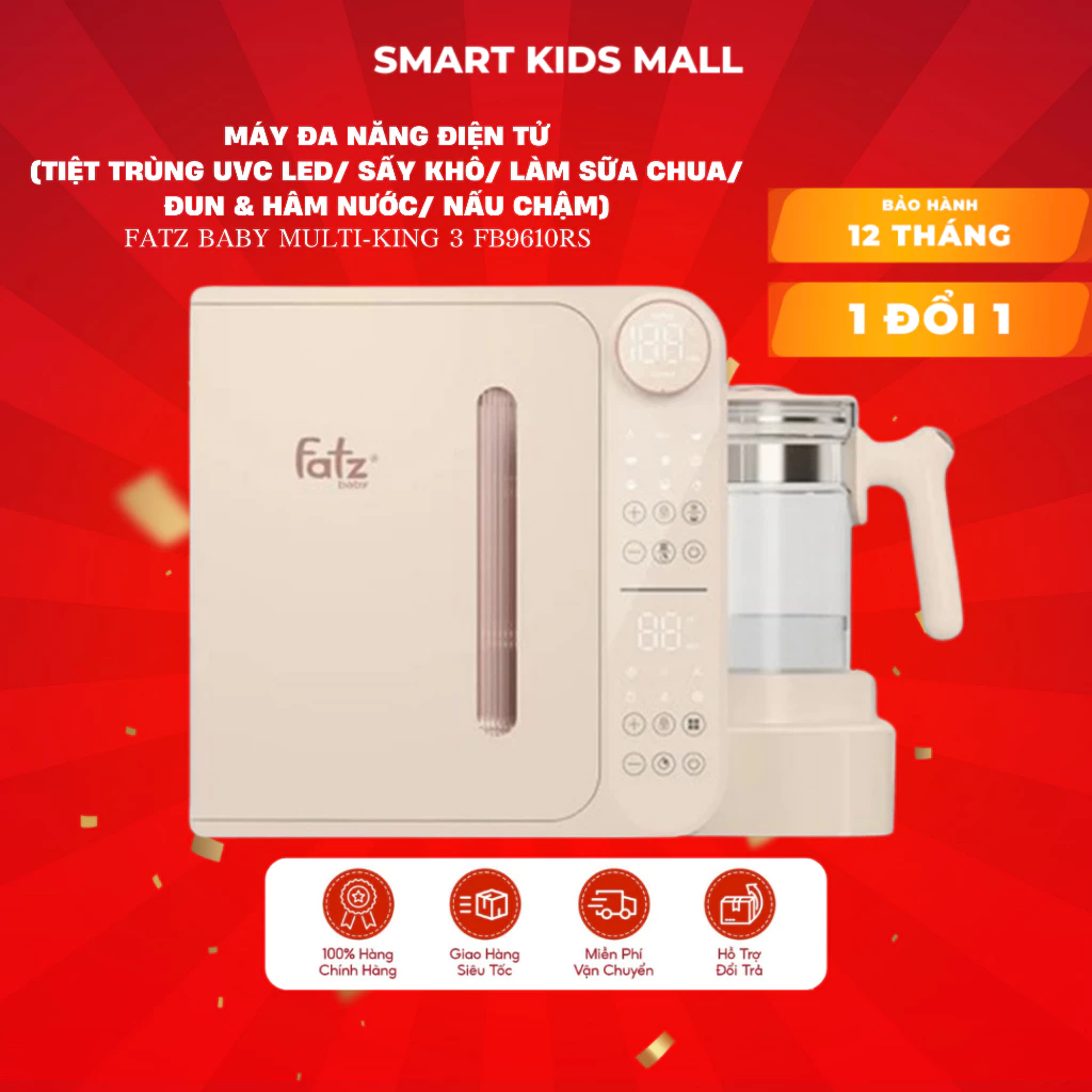 Máy tiệt trùng sấy khô hâm sữa và đun nước đa năng Fatzbaby Multimax 8 FB9022BK - MULTI KING2 FB9600RS - Mu