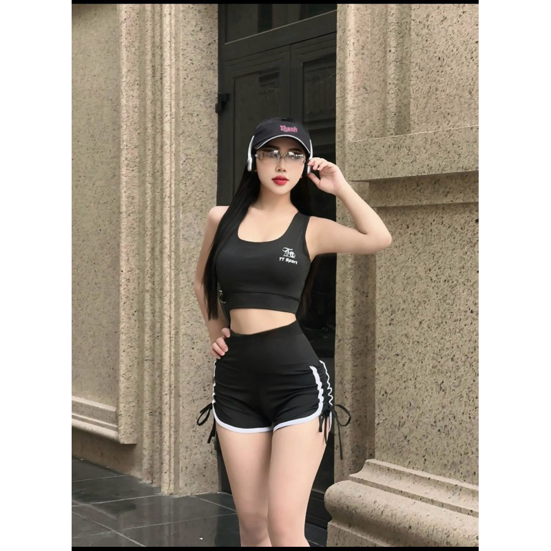 [Có size to]Bộ thể thao tập gym, aerobic, đi bơi... TT sport 2 chất thun poly co giãn siêu tôn dáng