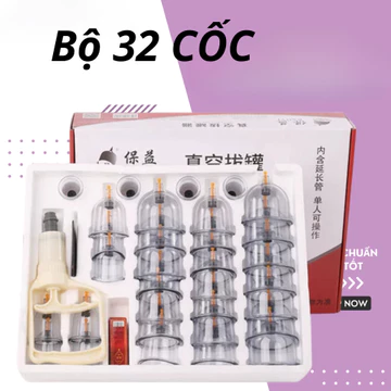 Bộ Giác Hơi Chân Không 32 Ly, Bộ Giác Hơi Không Dùng Lửa 32 Cốc Giác Loại Cốc Dày Hàng Cao Cấp