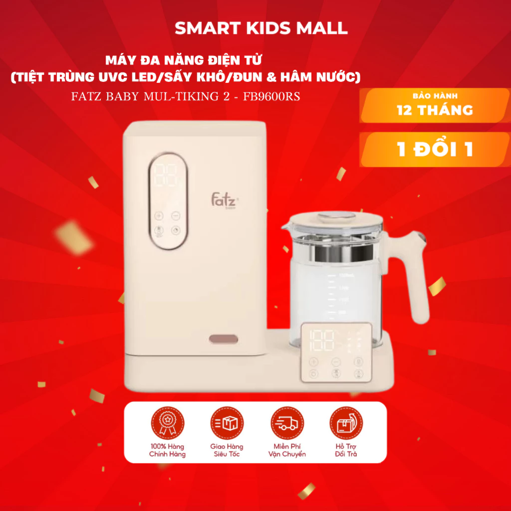 Máy tiệt trùng sấy khô hâm sữa và đun nước đa năng Fatzbaby Multimax 8 FB9022BK - MULTI KING2 FB9600RS - Mu