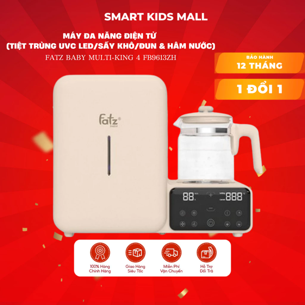 Máy tiệt trùng sấy khô hâm sữa và đun nước đa năng Fatzbaby Multimax 8 FB9022BK - MULTI KING2 FB9600RS - Mu