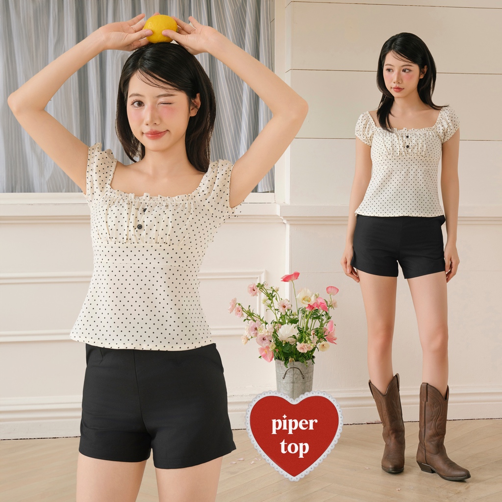 BLEUBIRD Áo chấm bi Piper Top
