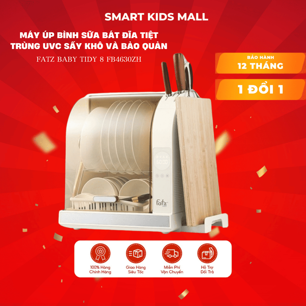 Máy úp bình sữa Fatz Baby Tidy 1 Tiệt trùng UVC Sấy khô và Bảo Quản FB4268WM Bảo Hành  12 Tháng