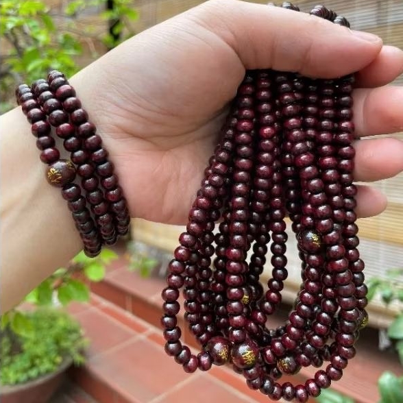 🍀 Vòng tay khảm chữ Phật chuỗi 108 hạt