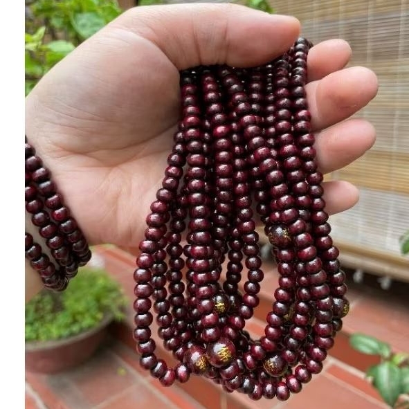 🍀 Vòng tay khảm chữ Phật chuỗi 108 hạt