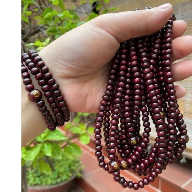 🍀 Vòng tay khảm chữ Phật chuỗi 108 hạt