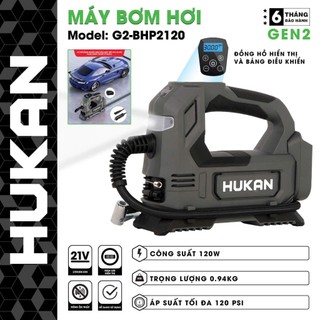 Máy Bơm Xe Bơm Lốp Hukan BHB - 2120 Công Suất 120PSI Chân Pin Phổ Thông Bảo Hành 6 Tháng
