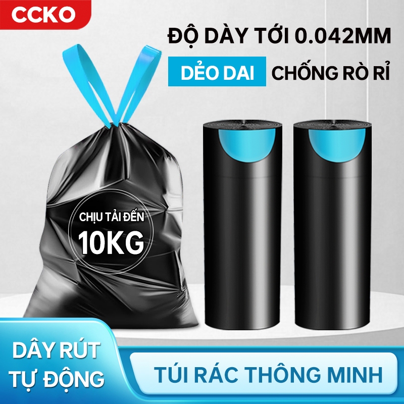 Túi đựng rác có dây rút CCKO CK9640, túi rác đen đựng rác cho thùng rác ...