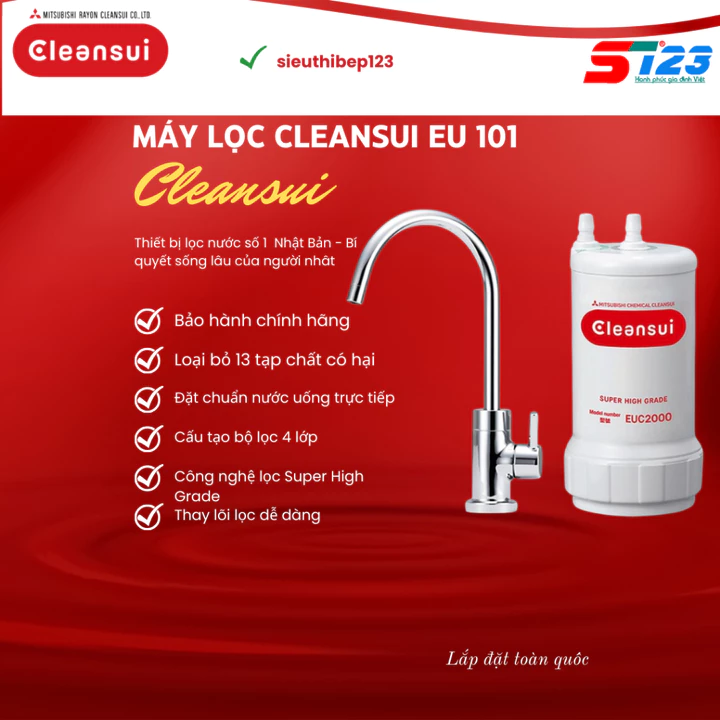 Máy Lọc Nước Cleansui 101 Uông Tại Vòi Công Nghệ Nhật Bản Không Cần Dùng Điện