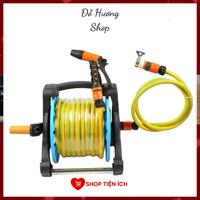 Combo Bộ khung rulo kèm dây 3 lớp 25m, khớp nối và đầu vòi xịt đa năng ...