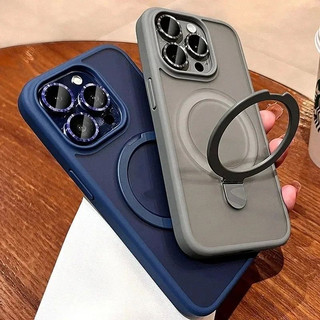 Trọng Mờ Từ Đứng Ốp Lưng Có Bảo Vệ Ống Kính Máy Ảnh Cho iPhone 16 15 14 Plus 13 12 11 Pro Max Ốp Lưng