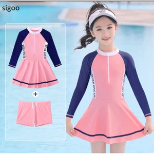 đồ bơi bé gái size(2,4,6,8) đồ bơi cho bé pha dây kéo in chữ và ko in chữ váy có quần đùi bên trong