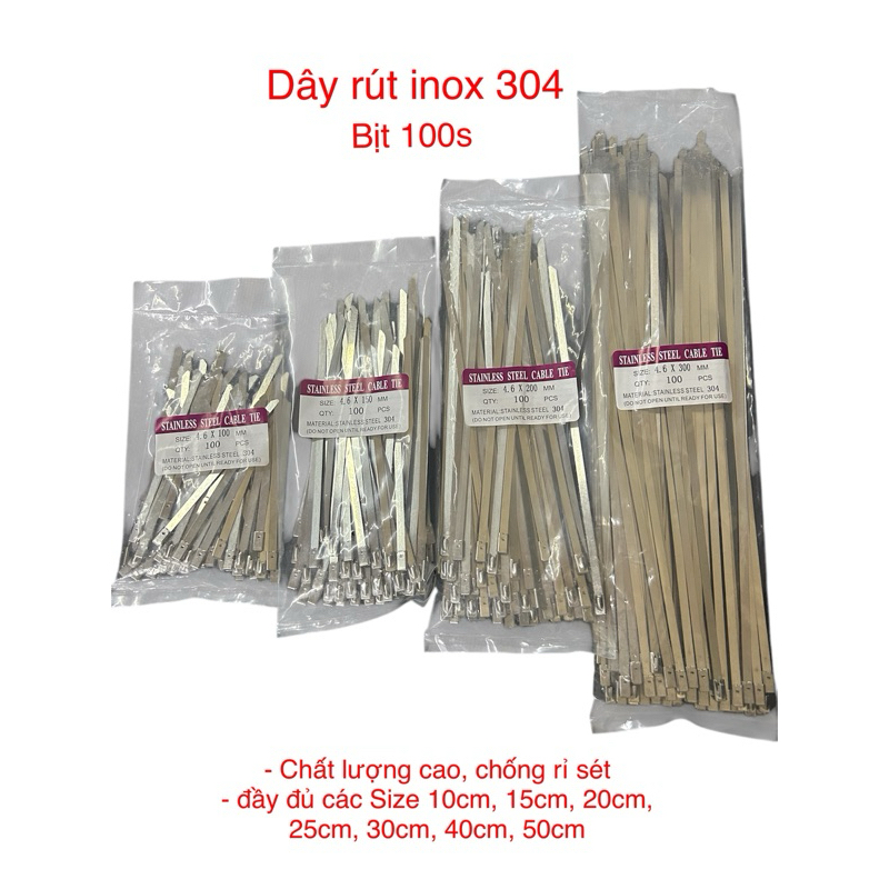 (Bịt 100 sợi )Dây Rút Inox 304, Dây Thít Inox Không Rỉ, Dây Rút 304Dùng ...