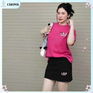 Set ( Áo Thun Hồng Sen + Chân Váy Ngắn ) Áo Phông Nữ Chepol UNISEX,Cổ Tròn,Tay Ngắn,Chất Cotton Co Dãn 2 Chiều  CP_x6248