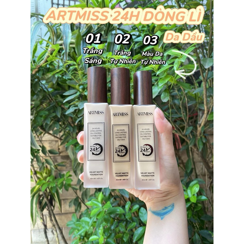 Kem nền Artmiss 12h-24h SIÊU KIỀM DẦU dạng lỏng, kiểm soát dầu, lâu trôi, chống nước  12h/24h - 40ML