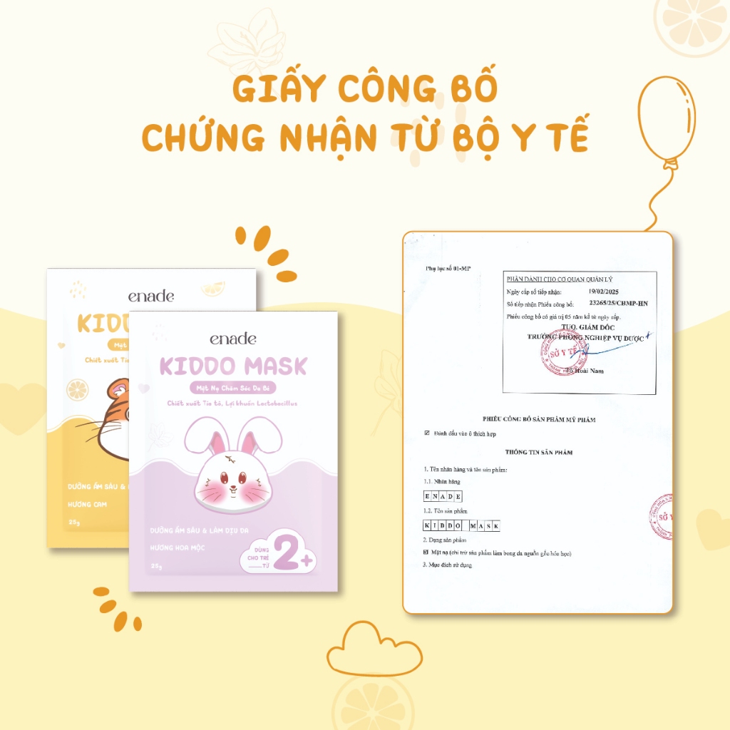Mặt Nạ Tía Tô Enade cho em bé từ 2 tuổi - Giúp dưỡng ẩm, dịu da với chiết xuất Tía tô