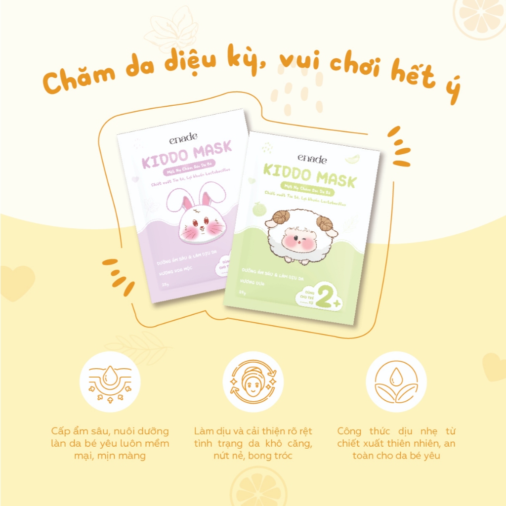 Mặt Nạ Tía Tô Enade cho em bé từ 2 tuổi - Giúp dưỡng ẩm, dịu da với chiết xuất Tía tô
