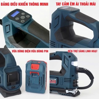 Máy bơm hơi pin BOSHUN BS-BH120, 120w, Nặng 940gram, Áp suất tối đa 120 psi, Màn hình led