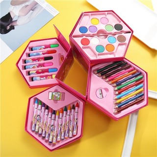 Hộp bút màu xoay 4 tầng cho bé - bộ bút tô màu 46 chi tiết cho bé Toy