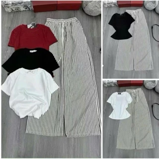 Sét bộ áo thun zip kèm quần chất kate siêu xinh phong cách Hàn Quốc M9999