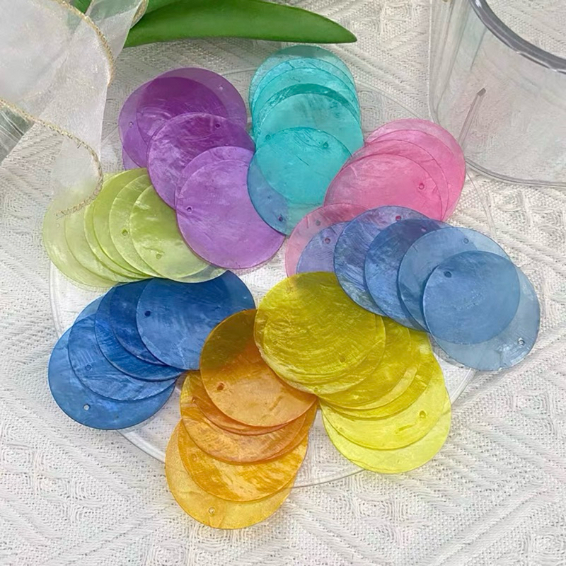 [ORDER] Set 100 Charm Capiz Shells Lỗ Kép 50mm Tròn Vảy Cá Nhiều Màu ...