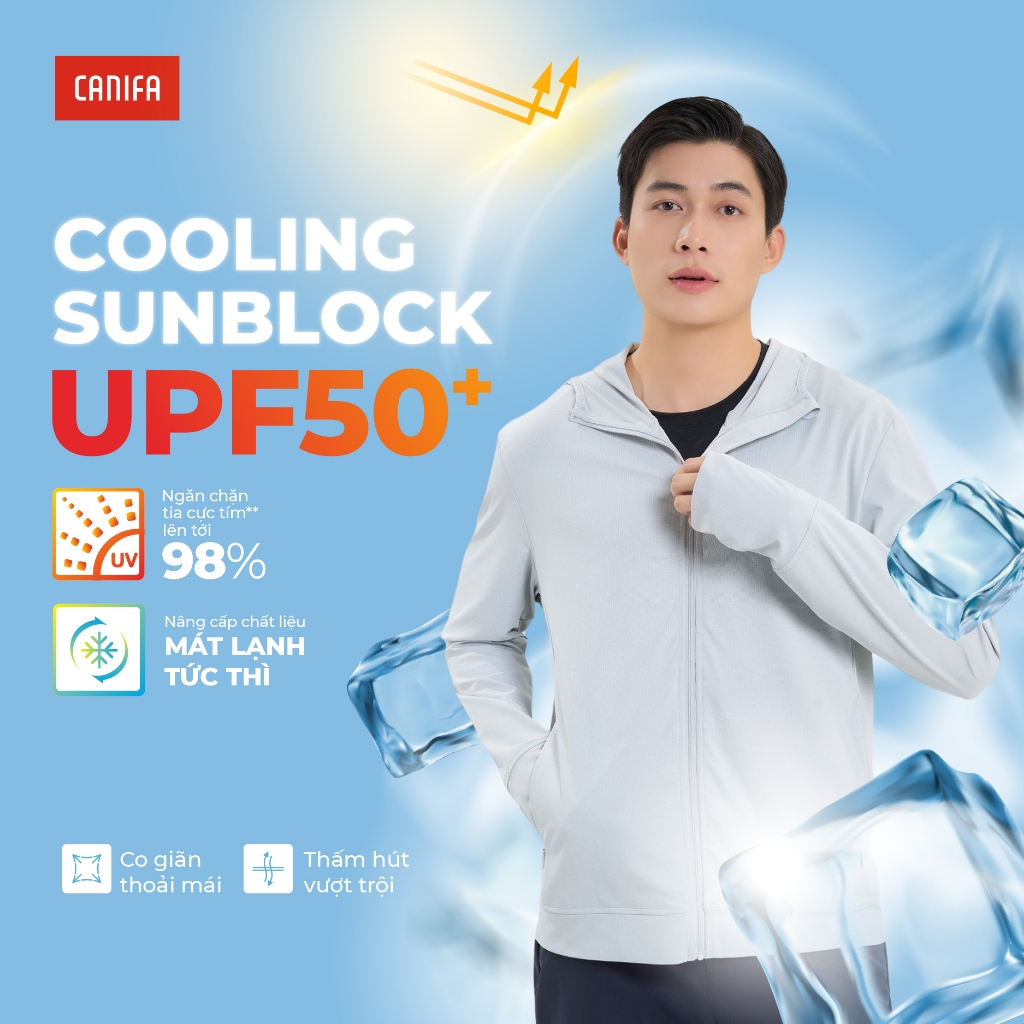 Ảnh Áo khoác chống nắng nam CANIFA dài tay có mũ kéo khoá bản cải tiến 8OT24S001 1