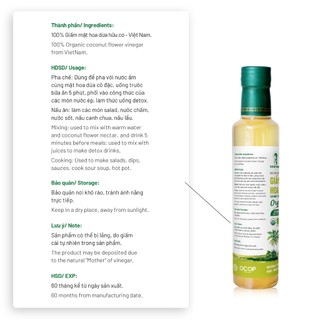 Giấm mật hoa dừa organic Sokfarm