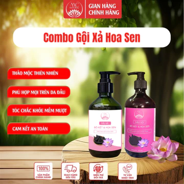 Combo Gội Xả Bồ Kết Hoa Sen, Combo Dầu Gội Dầu Xả Thiên Nhiên Nuôi Dưỡng Tóc Mềm Mượt MC Natural VN
