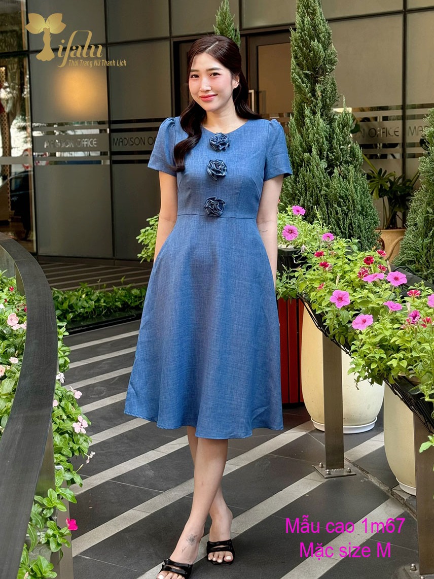 Ảnh TIFALU - Đầm dáng xoè công sở, dạo phố - ZOL418BLU 2