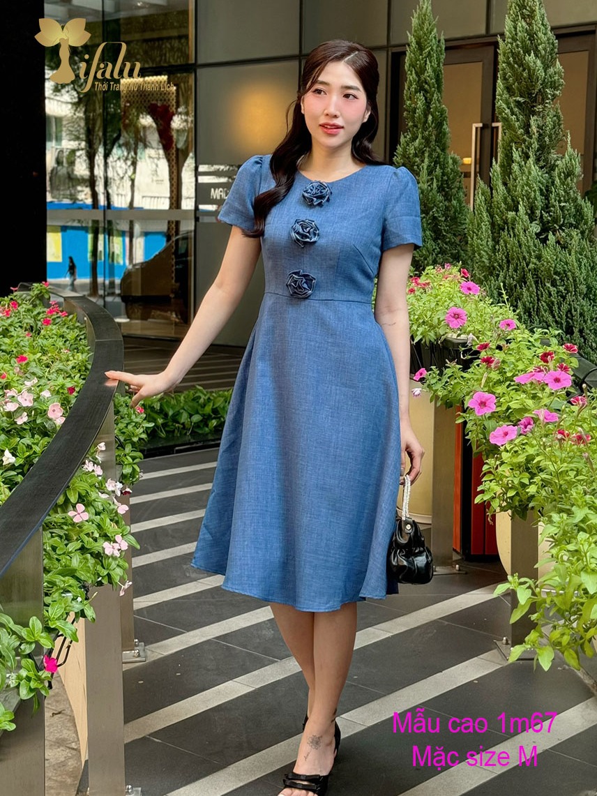 Ảnh TIFALU - Đầm dáng xoè công sở, dạo phố - ZOL418BLU 3