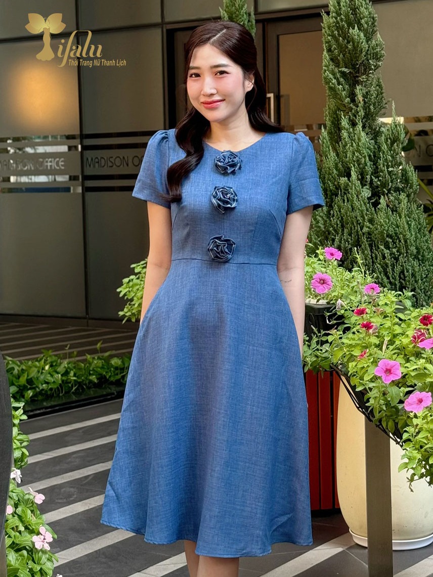 Ảnh TIFALU - Đầm dáng xoè công sở, dạo phố - ZOL418BLU 1