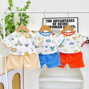 ĐỒ BỘ THUN TĂM cho Bé Trai, Bé Gái 6 -15Kg may rộng rãi. Vải thun tăm mềm, co giãn không xù