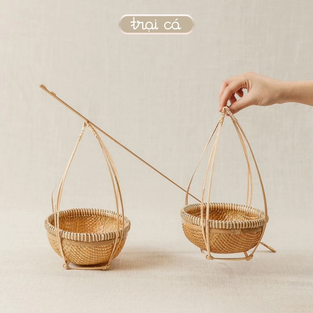 [Phụ Kiện Trang Trí Decor] Thúng Tre, Quang Gánh Tre Mini TRẠI CÁ ...