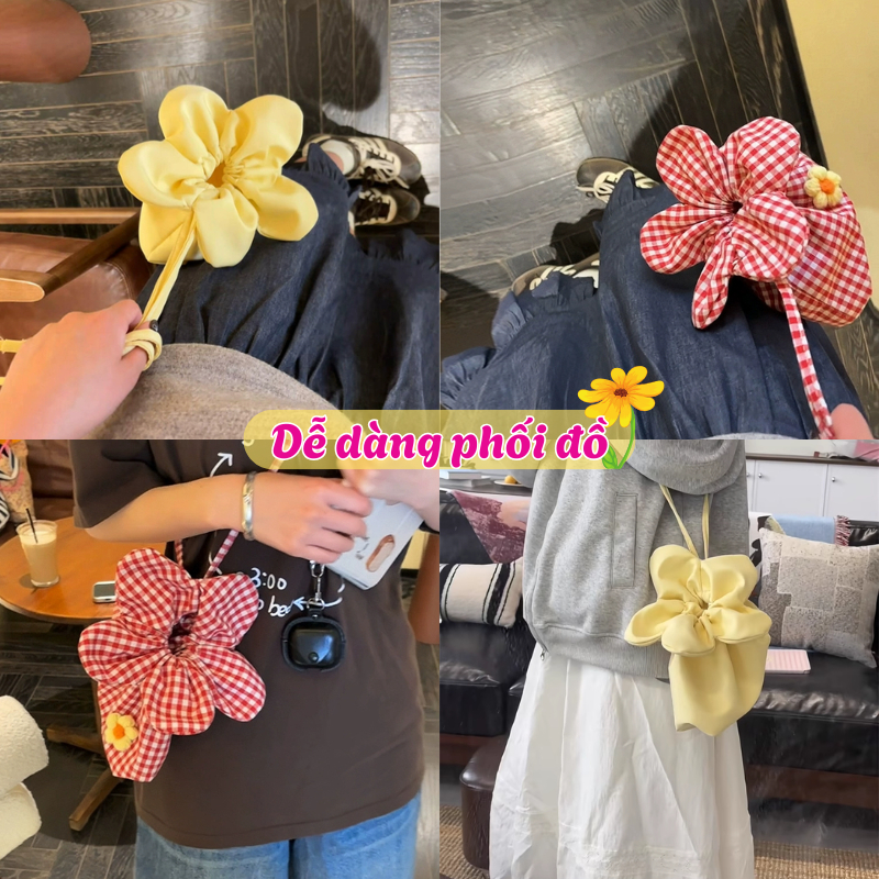 Túi Dây Rút Hình Bông Hoa RICHOUSE Độc Đáo, Túi Xách Đeo Chéo Đi Biển, Đi Chơi Phong Cách Vintage