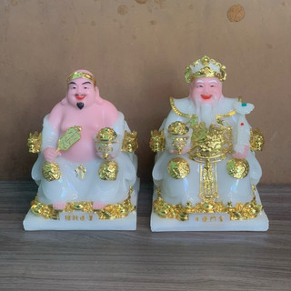 (Tặng đồng xu) Bộ Tượng Thần Tài Thổ Địa Đá Cao Cấp Nhiều Màu Phong Thuỷ Tài Lộc