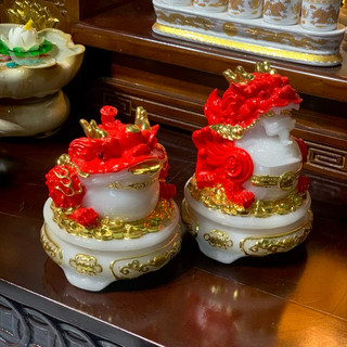 (Giá rẻ nhất) Cặp Cóc Thiềm Thừ cao 15cm, Tỳ Hưu Cao 18cm Ngậm Đồng Xu May Mắn Chất Liệu Đá Cao Cấp Màu Sắc Đẹp