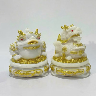 (Giá rẻ nhất) Cặp Cóc Thiềm Thừ cao 15cm, Tỳ Hưu Cao 18cm Ngậm Đồng Xu May Mắn Chất Liệu Đá Cao Cấp Màu Sắc Đẹp
