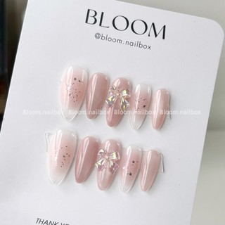 [B70] Móng giả thiết kế ombre hồng pastel mắt mèo ánh trắng sáng da nail xinh kỷ yếu Bloom.nailbox