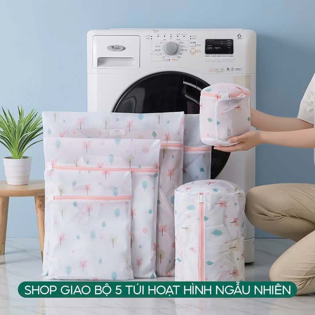 Combo 5 Túi Giặt Đủ Size Giặt Đồ Không Rối,Set 5 Túi Lưới Đựng Quần Áo Có Họa Tiết - TÚI GIẶT ĐỒ MÁY GIẶT BẢO VỆ QUẦN ÁO