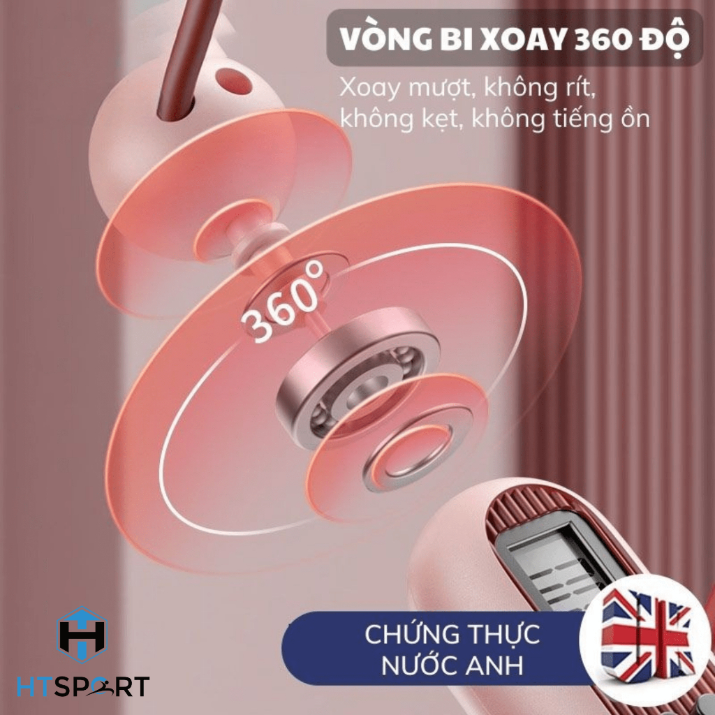 Dây Nhảy Không Dây Có Bóng, Dây Nhảy Thể Lực Điện Tử Có Đếm Số Vòng Tập Thể Dục Thể Thao Giảm Cân Cao Cấp 2,8m Kèm Tạ
