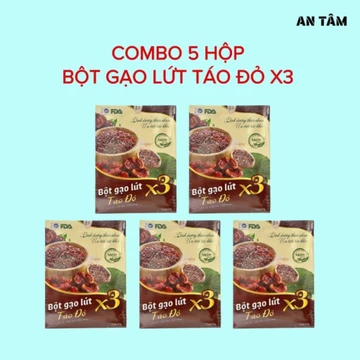 [Combo 3 Hộp] Bột Gạo Lứt Táo Đỏ X3 - Linh Chi, Cần Tây, Chè Vằng (Mẫu Mới Hộp 15 Gói)