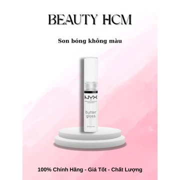 Son Bóng Không Màu NYX Butter Gloss Sugar Glass 8ml Trong Veo. Cho Đôi Môi Căng Mọng