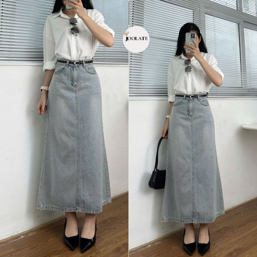 Chân Váy Jeans Đuôi Cá Dáng Dài Xẻ Sau Tôn Dáng CV7915 P9K12