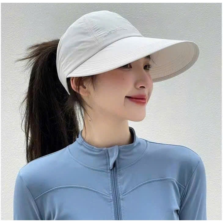 MŨ CHỐNG NẮNG NỬA ĐẦU RỘNG VÀNH THÊU CHỮ CÁ TÍNH CHO NỮ