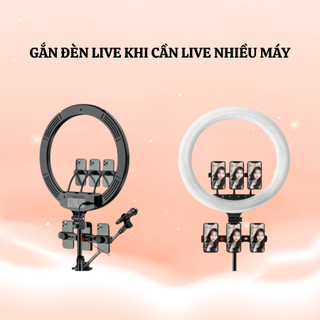Thanh Ngang Gắn 3 Kẹp Điện Thoại Cho Chân Đèn Trợ Sáng – Quay Video, Livestream Nhiều Thiết Bị