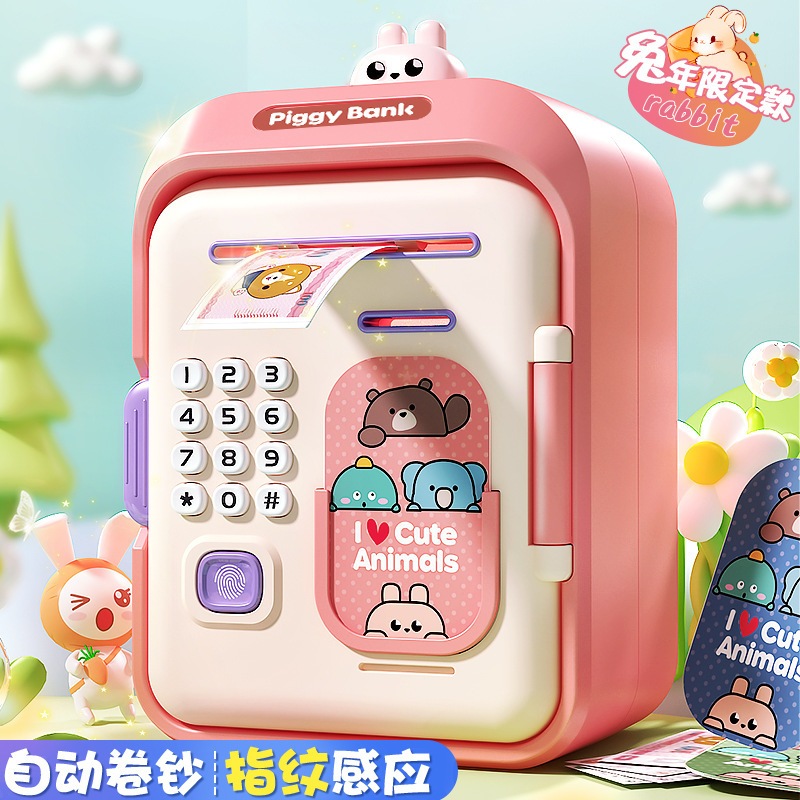 Đồ Chơi Két Sắt Mini Đựng Tiền Tiết Kiệm Tiền Thông Minh Mở Bằng Mật Khẩu Điện Tử Tai Thỏ Dễ Thương-PUPU HOUSE