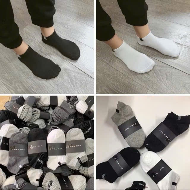 [COMBO] Tất Nam Zara Cao Cấp - Cổ Ngắn, Màu Basic, Chất Cotton 100% Co Giãn