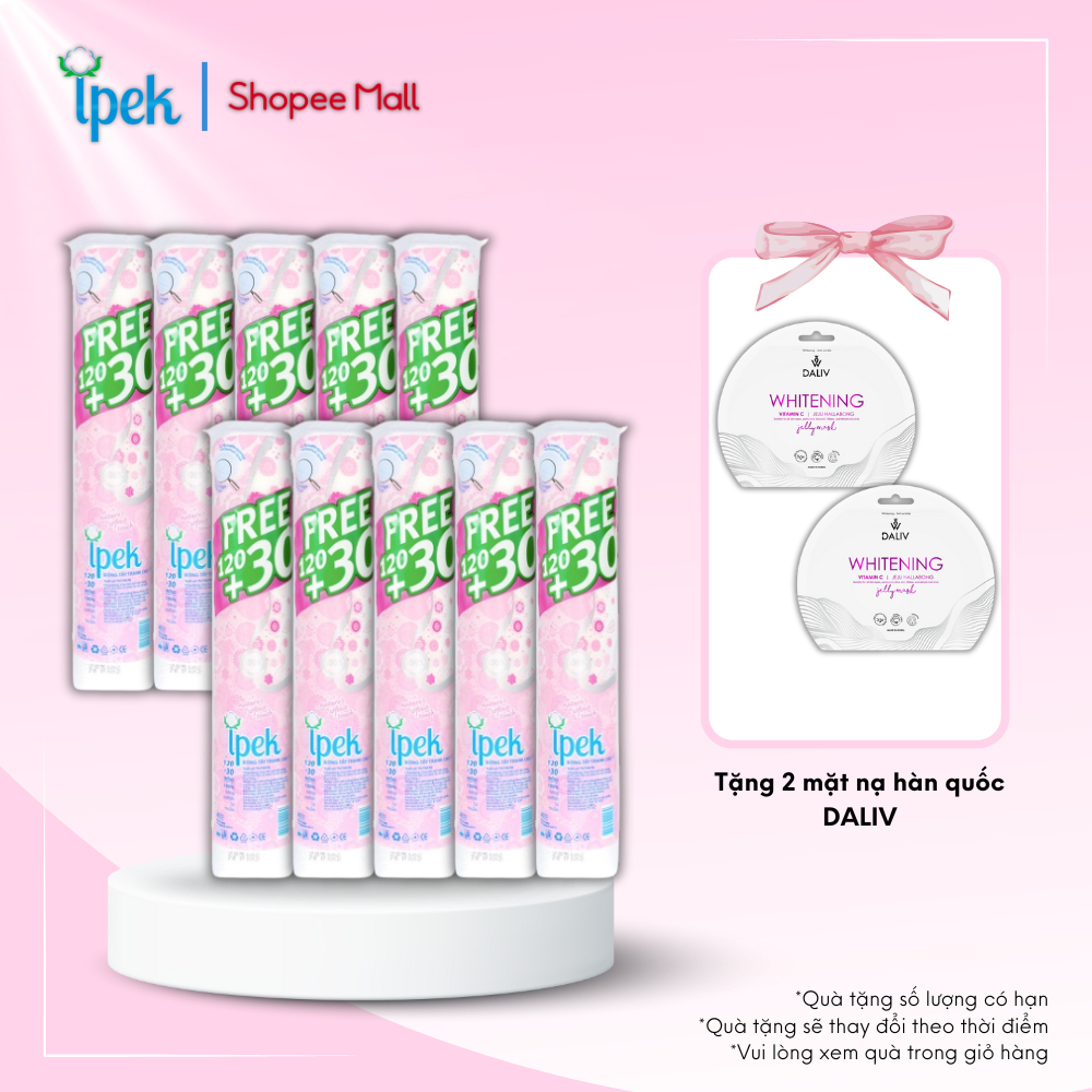 Ảnh Combo 10 Bông tẩy trang Ipek siêu mềm mịn 150 miếng 1